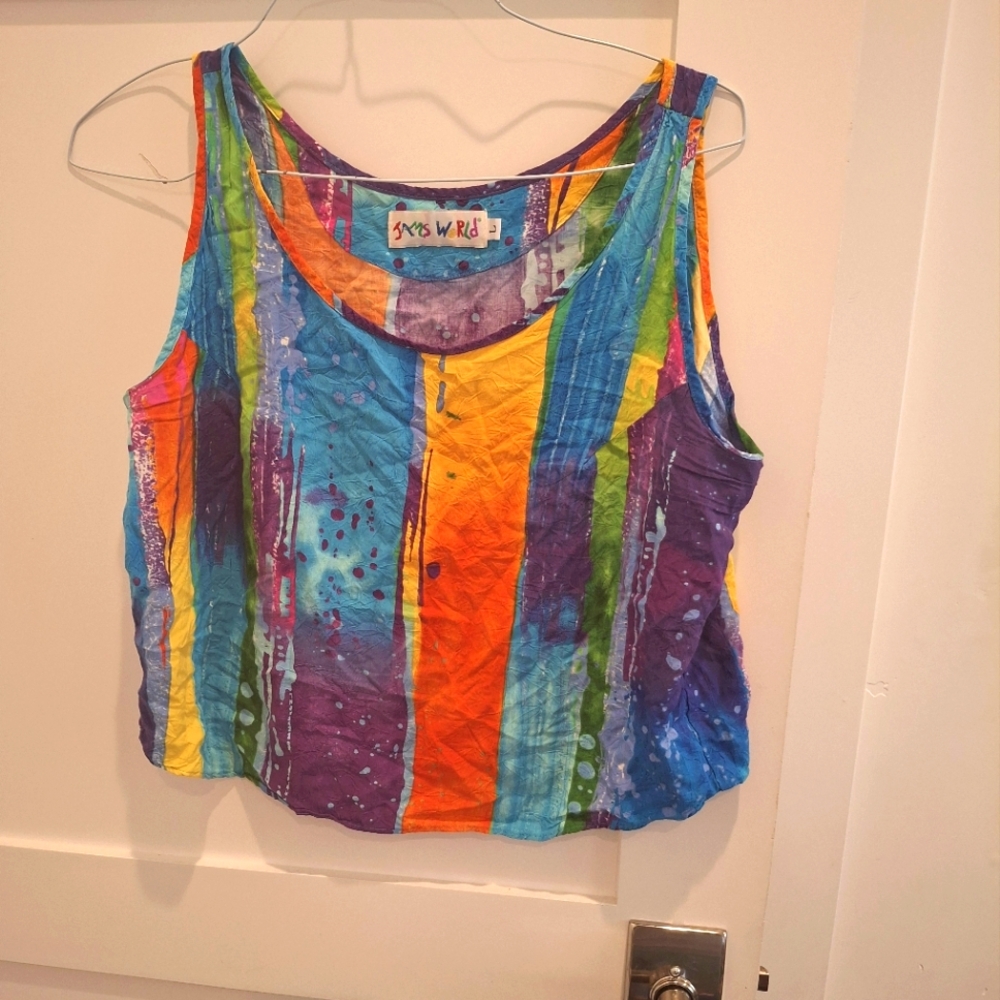 Rainbow Watercolor Crop Tank